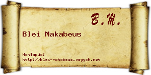 Blei Makabeus névjegykártya